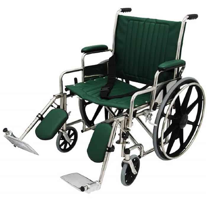 22" Wide Non-Magnetic MRI Wheelchair w/ Detachable Elevating Legrests - Green