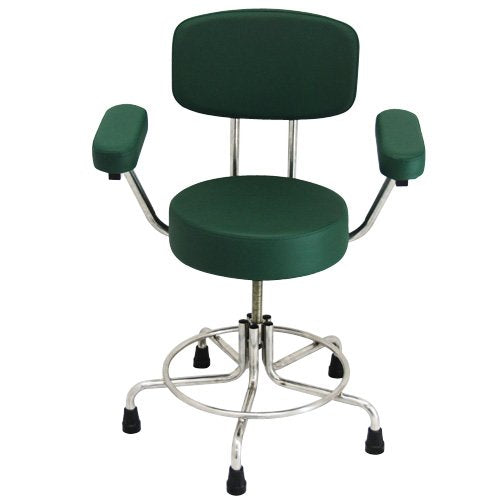Non-Magnetic MRI Stool with Rubber Tips, Back and Arms - Green