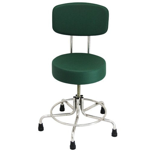 Non-Magnetic MRI Adjustable Stool with Rubber Tips and Back - Green
