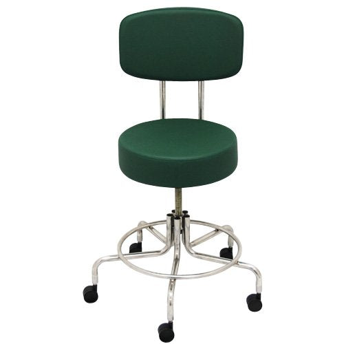 Non-Magnetic MRI Adjustable Stool, 22" to 28" with Back - Green