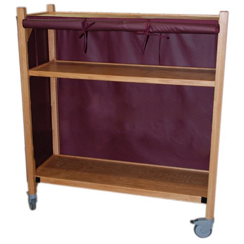 MRI Non-Magnetic Oak Coil Cart with Three Shelves