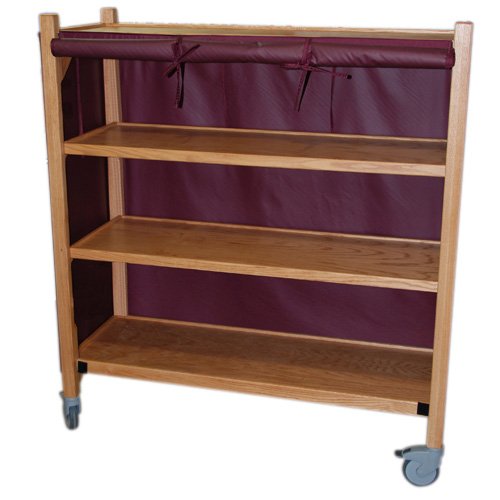 MRI Non-Magnetic Oak Coil Cart with Four Shelves
