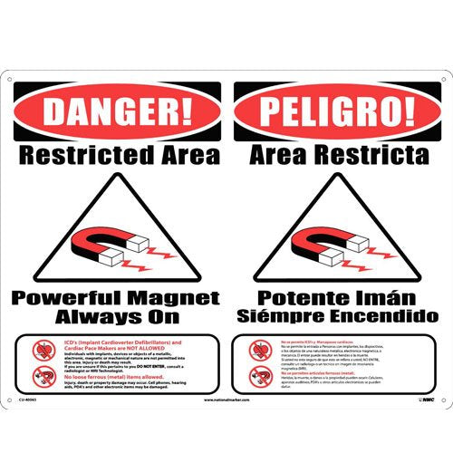 MRI Warning Sign - Combination English & Spanish