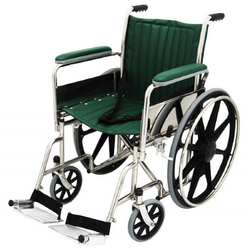 MRI Wheel Chair 18" with Removable Arms and Fixed Footrests - Green