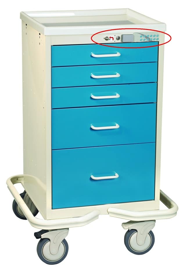 5 Drawer Anesthesia Mini Tower with Proximity Reader