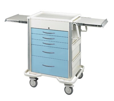 Select Series 5 Drawer Locking Anesthesia Cart - Key Lock