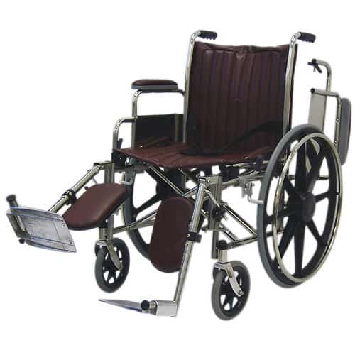 18" Wide Non-Magnetic MRI Wheelchair w/ Flip Back Arms and Detachable Elevating Legrests - Burgundy