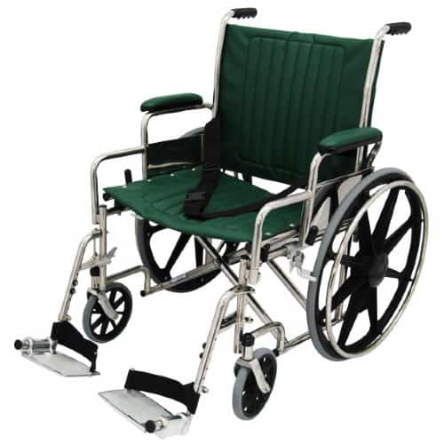 22" Wide Non-Magnetic MRI Wheelchair w/ Detachable Footrests - Green